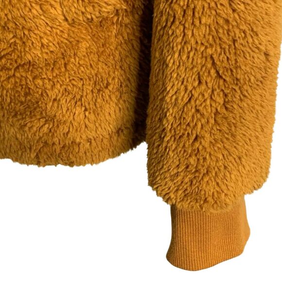J. Crew Women's Jacket Fleece Sherpa Funnel Neck Teddy Brown Cozy Soft Zip Up L - Picture 4 of 7